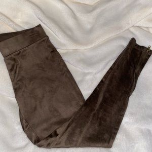 Green faux suede leggings